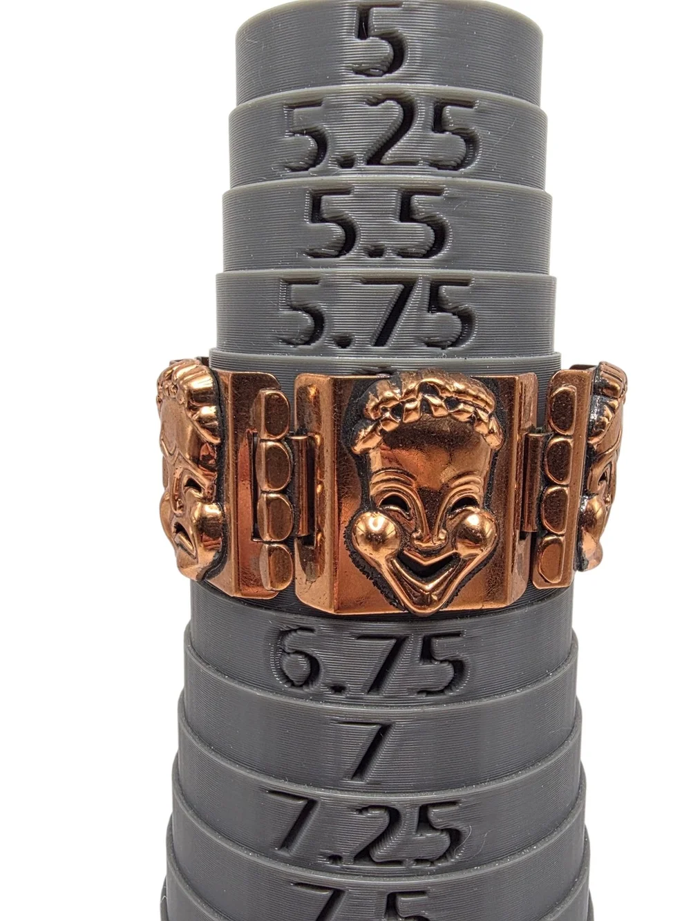 Vintage Renoir Copper Theater Mask Link Bracelet Mid Century Modern Drama Art